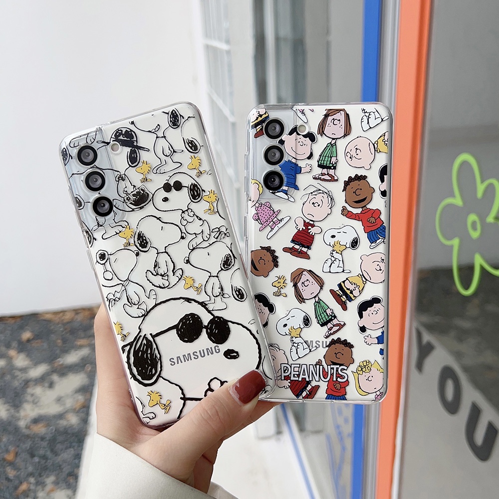 การ์ตูนน่ารัก แว่นกันแดดสนู้ปปี้ ซองโทรศัพท์ Samsung Galaxy S25 S24 S23 S22 Plus FE S21FE Note20 Ultra A16 A54 A26 A36 A33 A73 A56 5G เคสโทรศัพท์ใหม่ ความโปร่งใส TPU เคสป้องกันการตก เคสมือถือซัมซุง