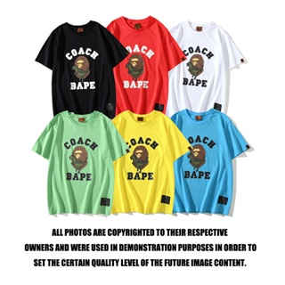 BATHING APE Bape X COACH Joint nameO-Neck Short Sleeve tshirt Men Women White Black Blue Green Yello_02