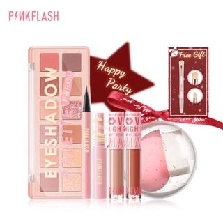 Pinkflash ชุดเครื่องสําอางแต่งหน้าสีชมพูลายคริสต์มาส ของขวัญปีใหม่