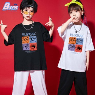 Bxpb เสื้อยืดแขนสั้นลําลอง ผ้าฝ้าย ทรงหลวม พิมพ์ลายการ์ตูน คุณภาพสูง แฟชั่นฤดูร้อน สําหรับเด็กผู้ชาย ผู้หญิง อายุ 3-15 ปี ใส่ได้ 110 ปี