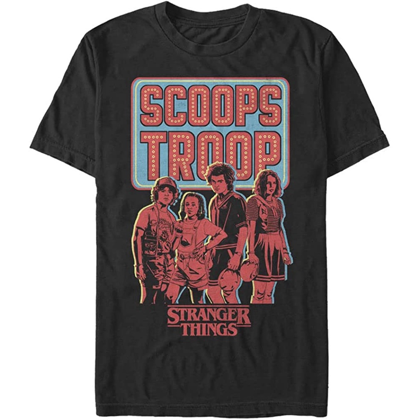 Stranger things เสื้อยืดผู้ชาย Big &amp; Tall Scoop troop