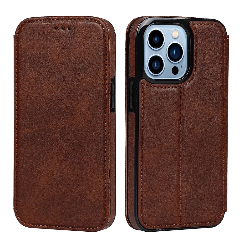 เคส Case for iPhone 15 Pro Max 14 Plus 12 13 Mini XR เคสฝาพับ เคสหนัง โทรศัพท์หนังฝาพับพร้อมช่องใส่บัตรสําหรับ Flip Cover Leather Wallet Ultra Thin With Card Pocket ซองมือถือ