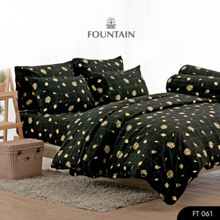 Fountain FT061 รุ่น Printed พิมพ์ลายดอกเดซี่บนพื้นดำให้สัมผัสนุ่มสบายด้วยชุดเครื่องนอนฟาวน์เทน ผ้าปูที่นอน ผ้าห่มนวม