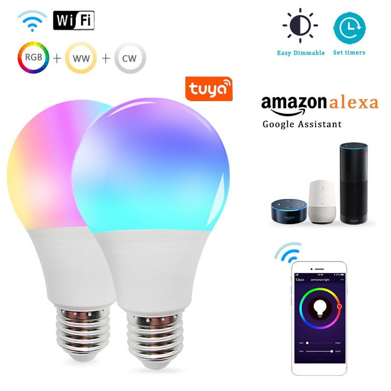 【UNOLUX】จัดส่งฟรี หลอดไฟอัจฉริยะ E27 บลูทูธ WiFi RGB เปลี่ยนสีได้ ควบคุมผ่านแอป Tuya หรี่แสงได้ Alexa เข้ากันได้