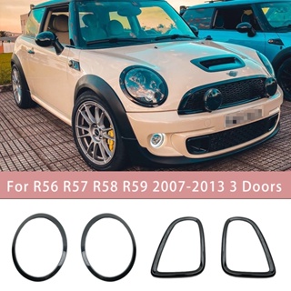 สติกเกอร์ติดไฟหน้ารถยนต์ สีดําวาว สําหรับ BMW MINI Cooper S/D JCW R55 R56 R57 R58 R59