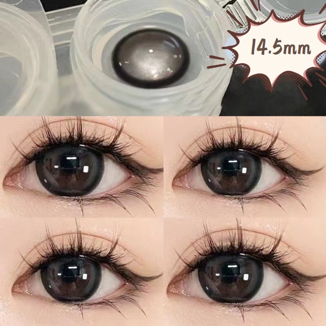 【graded Lens】UYAAI คอนแทคเลนส์สายตาสั้น สีดํา ใช้ได้หนึ่งปี 0.75--5.00 2 ชิ้น