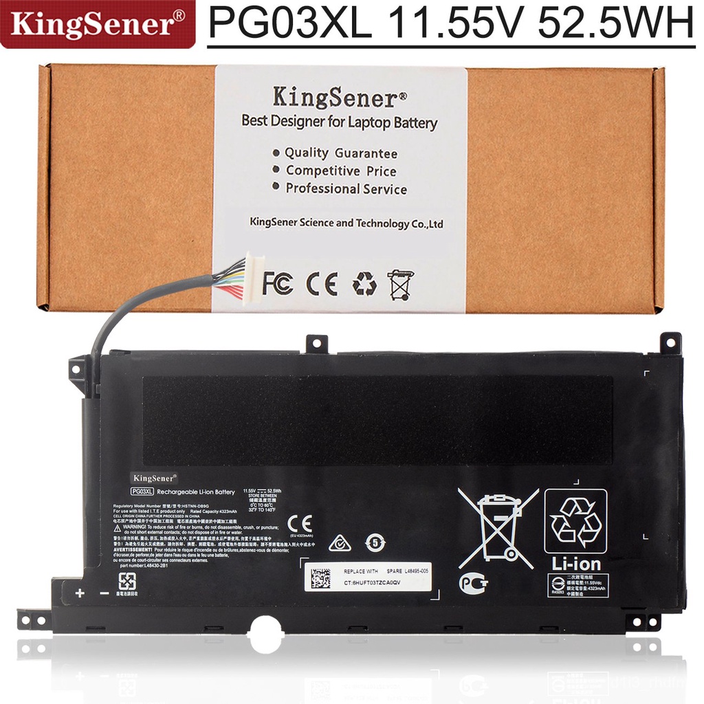 KingSener PG03XL แบตเตอรี่แล็ปท็อปสำหรับ HP Pavilion Gaming 15-DK Dk0003nq 15-dk0020TX 15-ec ลาง FPC52 Series 52.5WH