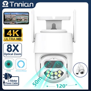 Tnnian กล้องวงจรปิดไร้สาย 4K 8MP CCTV ICSee Alxea ซูมออปติคอล 8x กันน้ํา ตั้งค่าล่วงหน้าอัตโนมัติ WIFI PTZ IP 80 เมตร มองเห็นกลางคืน สําหรับบ้าน