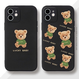 เคส iPhone8 น่ารักการ์ตูน หมี ขอบเหลี่ยม ป้องกันรอย เคสโทรศัพท์มือถือ แบบเรียบง่าย เคสซิลิโคน สำหรับ เคสไอโฟน11 โทรศัพท์ se2020 7 8 plus 11 เคสไอโฟน 12 13 14 pro max เคสไอโฟน 13 เคสไอโฟน เคสไอโฟน7พลัส xs XR iPhone case เคสโทรศัพท์