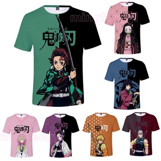 ใหม่ เสื้อยืดแขนสั้น พิมพ์ลายอนิเมะ Demon Slayer Tanjirou Nezuko สําหรับเด็กผู้ชาย และเด็กผู้หญิง