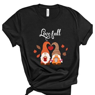 Love Fall เสื้อยืด  เสื้อ gnomes  Fall Leaves Tees  เสื้อยืดขอบคุณพระเจ้า  เสื้อยืดฤดูใบไม้ร่วงสำหรับผู้หญิงและผู้ชาย  ข