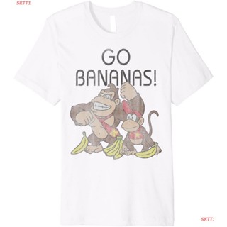 เสื้อยืดคอกลม เสื้อยืดลำลอง Nintendo Donkey Kong Go Bananas Vintage Premium T-Shirt Short sleeve T-shirts