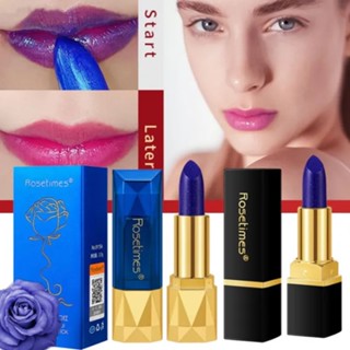 Blue rose ลิปสติกเปลี่ยนสีตามอุณหภูมิ ลิปสีน้ำเงิน สูตรธรรมชาติ ติดทนนาน ไม่ซีดจาง ให้ความชุ่มชื้น กันน้ํา Puueqg