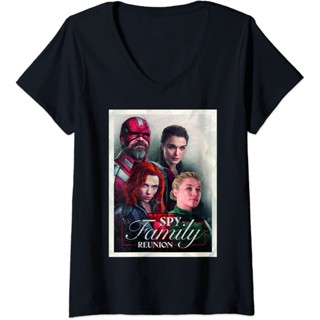 เสื้อยืดคอวีสตรี Marvel Black widow Spy Family REUNION