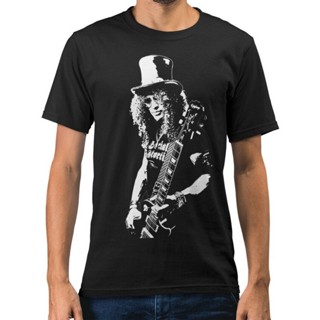 เสื้อยืดผู้ชาย เสื้อยืดลําลอง แขนสั้น พิมพ์ลาย Slash Rock Icon Caricature สวมใส่สบาย แฟชั่นสําหรับผู้ชาย