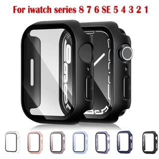 เคสกระจกเทมเปอร์ iwatch 8 7 41mm 45mm เคสพลาสติกสีดําสําหรับ iwatch series 8 7 6 SE 3 4 45mm 40mm 42mm 44mm