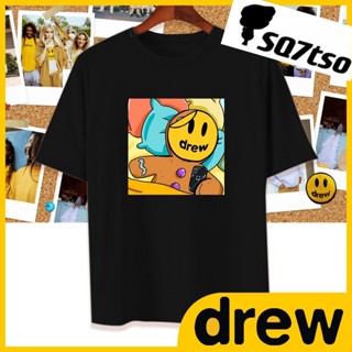 เสื้อเชิ้ตแขนสั้น SQ7tso DREW เสื้อยืด DREW Houes เสื้อยืด DREW ยิ้มพิมพ์เสื้อยืดลําลองผ้าฝ้าย Unisex ขนาดเอเชีย CCi