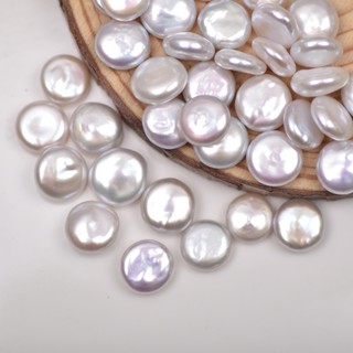 12-13mm White Baroque Button Pearl Natural Freshwater Cultured Pearl Nonporous Pearl Coin Bead