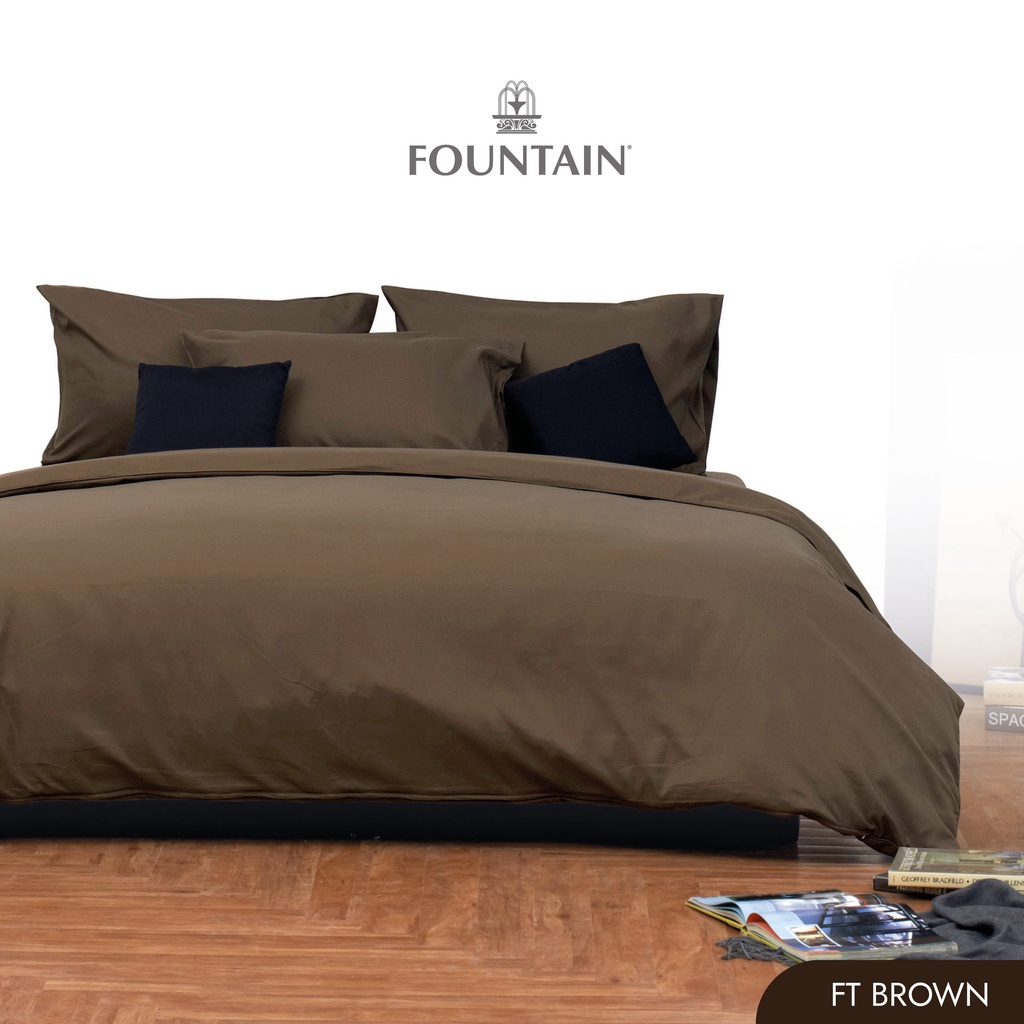 Fountain FT Brown รุ่นColor of life สีพื้นสีน้ำตาลเข้มสัมผัสนุ่มลื่นสบายด้วยชุดเครื่องนอนฟาวน์เทน ผ้