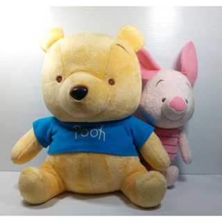 ของแท้ ตุ๊กตาหมีพู หมีพูห์ Winnie The Pooh Piglet Stuffed Plush Doll Disney Sega 2004 สินค้ามือสอง สูง 25cm