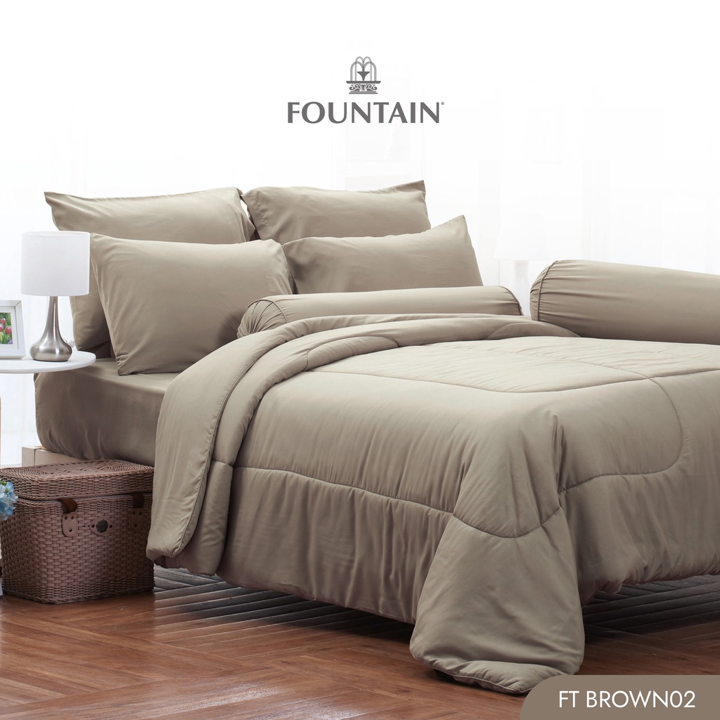 Fountain FT Brown02 รุ่น Color สีพื้น โทนน้ำตาลครีม สัมผัสนุ่มสบายด้วยชุดเครื่องนอนฟาวน์เทน ผ้าปู ผ้าปูที่นอน ผ้านวม