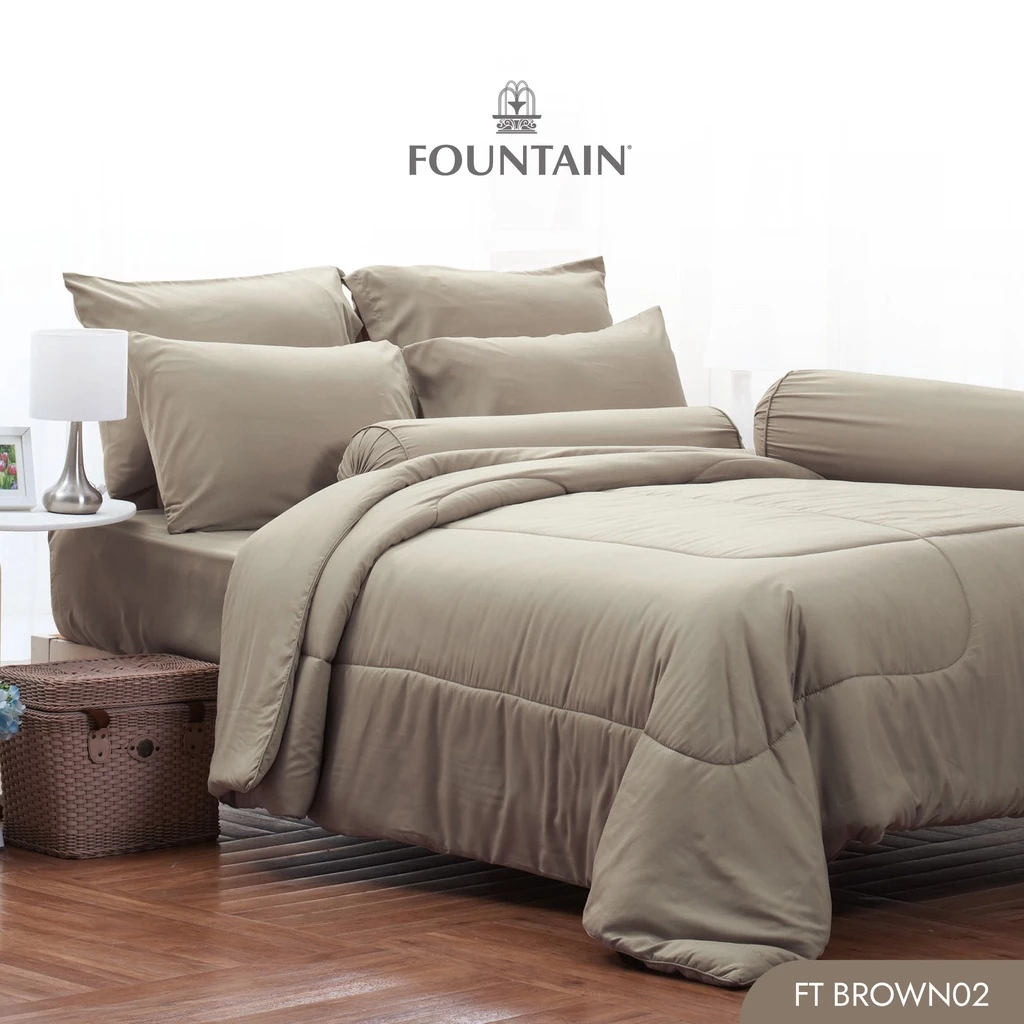 Fountain FT Brown02 รุ่น Color สีพื้น โทนน้ำตาลครีม สัมผัสนุ่มสบายด้วยชุดเครื่องนอนฟาวน์เทน ผ้าปู ผ้าปูที่นอน ผ้านวม