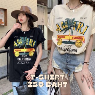 พร้อมส่ง เสื้อยืดคอกลมแขนสั้นสีครีมและสีดำ ดีเทลมีงานสกรีนลายแบบเต็มด้านหน้า ผ้าคอตตอน สีครีมผ้าอาจเห็นลางๆเล็กน้อย