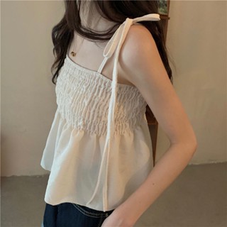 พร้อมส่ง เสื้อกล้ามแขนกุด ขนาดเล็ก สีแดง แฟชั่นฤดูร้อน สําหรับผู้หญิง