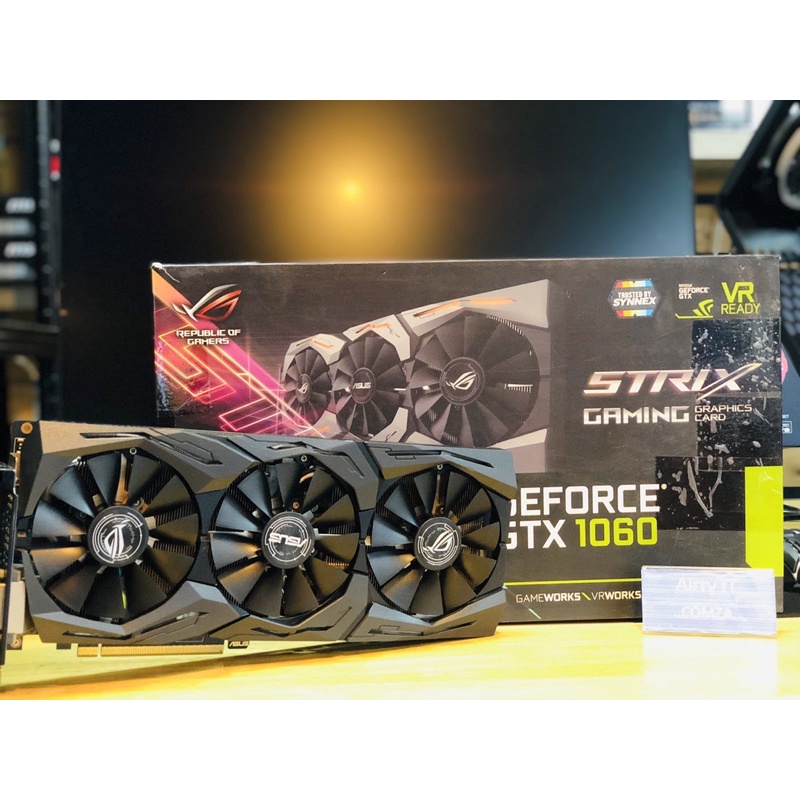 การ์ดจอมือสอง GTX 1060 6gb oc  strix ต่อไฟ 8pin 3พัดลม RGB