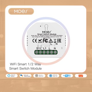 Moes โมดูลสวิตช์ไฟ WiFi RF433 ควบคุมผ่านแอพ Tuya สําหรับรีเซ็ต และร็อกเกอร์ 1 Gang 1/2 ทาง