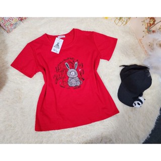 เสื้อยืดมงคลสีแดงลายกระต่าย