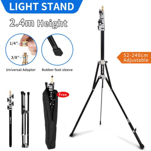 Selens 2.4M Heavy Duty Light Stand ขาตั้งพร้อมสกรู 1/4 &3/8 ขาตั้งกล้องขนาดใหญ่พับได้  ขาตั้งกล้องส่องทางไกลแบบปรับได้