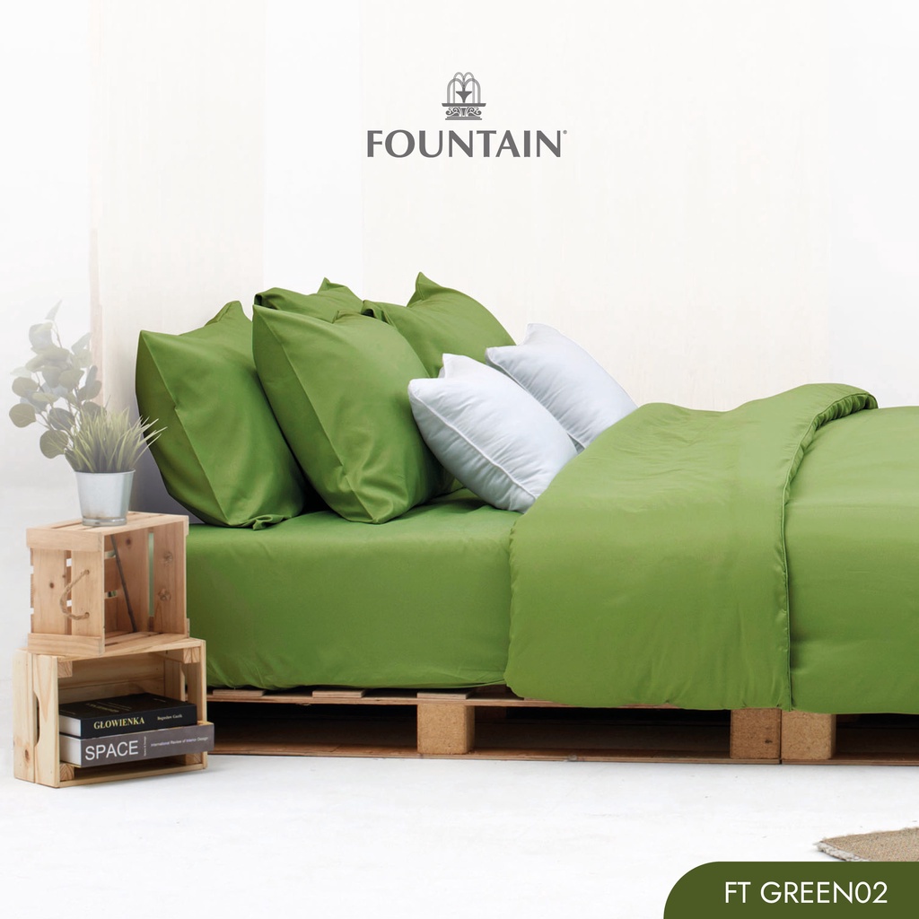Fountain FTGreen02 รุ่นColor of life สีพื้นสีเขียวอ่อนสัมผัสนุ่มลื่นสบายด้วยชุดเครื่องนอนฟาวน์เทน ผ้าปูที่นอน ผ้าห่มนวม