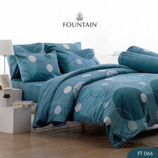 Fountain FT066 รุ่น Printed พิมพ์ลายเรขาคณิตโทนฟ้าครามให้สัมผัสนุ่มสบายด้วยชุดเครื่องนอนฟาวน์เทน ผ้าปูที่นอน ผ้าห่มนวม