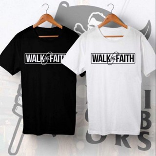 เสื้อยืดผ้าฝ้าย เสื้อยืดถูกๆ เสื้อเชิตแขนสั้น [ปรับแต่งได้]Walk by Faith Customized Shirts