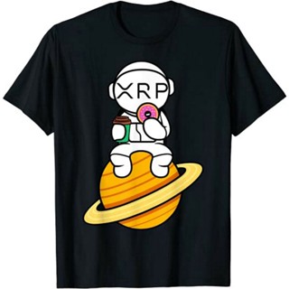 เสื้อเชิ้ตแขนสั้น ไม่ต้องรีด เสื้อยืด พิมพ์ลายนักบินอวกาศ Bitcoinxrp Coin Crypto Currency To The Moastronaut เหมาะกับข