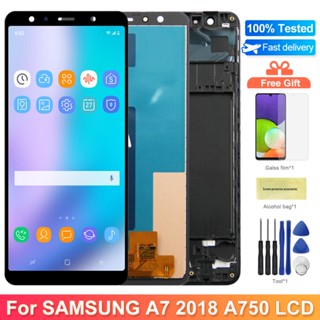 หน้าจอแสดงผลดิจิทัล Lcd A750 A750F A750FN/DS ทดสอบแล้ว 100% พร้อมกรอบ สําหรับ Samsung Galaxy A7 2018