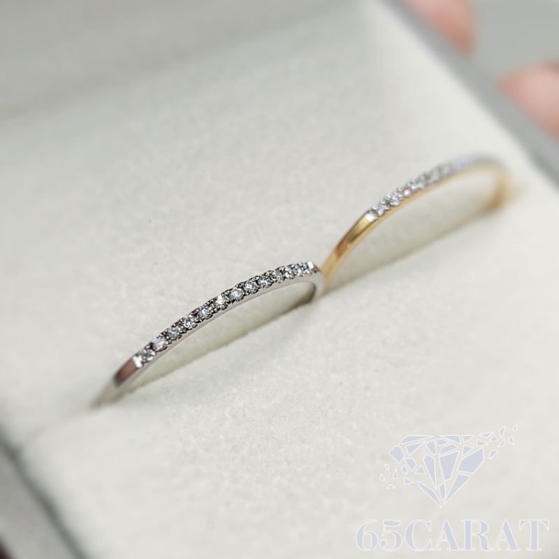 65Carat - แหวนเพชรแท้ เพชรน้ำ100 แหวนแถวไข่ปลา 5ตัง น้ำสวย ไฟดี รหัสR37