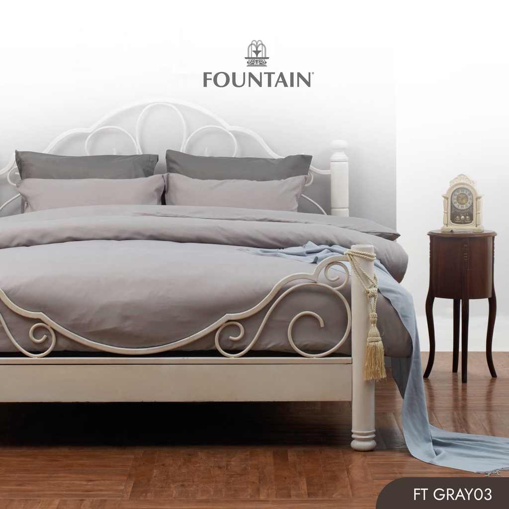 Fountain FTGray03 รุ่นColor of life สีพื้นโทนสีเทาอ่อนสัมผัสนุ่มลื่นสบายด้วยชุดเครื่องนอนฟาวน์เทน ผ้