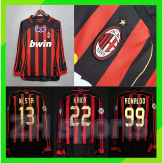 เสื้อกีฬาแขนยาว ลายทีมชาติฟุตบอล Milan 2006 2007 AC 06 07 AC Kaka 22 Nesta 13 Ronaldo 99