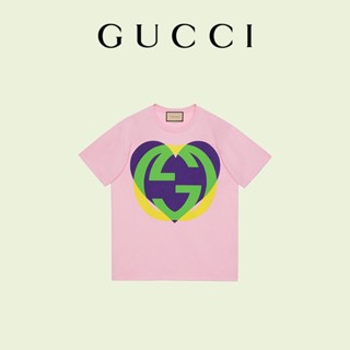 ☆★♣ [ใหม่] เสื้อยืด Gucci Gucci Interlocking Double G รูปหัวใจ