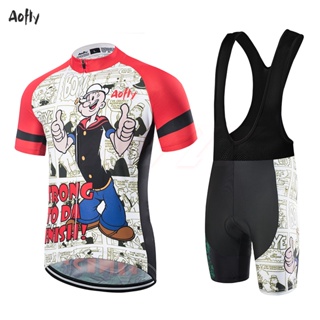 เสื้อกีฬาแขนสั้น ลายทีม Ropa Ciclismo Team Popeye Spinach สําหรับผู้ชาย 2024