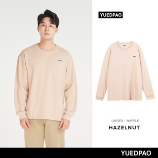 Yuedpao รับประกันไม่ย้วย 2 ปี  เสื้อยืดเปล่า เสื้อยืดสีพื้น เสื้อSWEATER รุ่น Waffle LongSleeve สี Hazelnut