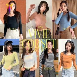 【รายการใหม่】∏❦**Choosedress A1834 Vivie Corset Top เสื้อยืดแขนยาว**