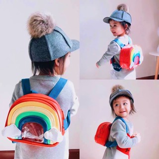 Childrens cute Rainbow Cloud backpack Kindergarten backpack Rainbow backpack for boys and girls to go out and play