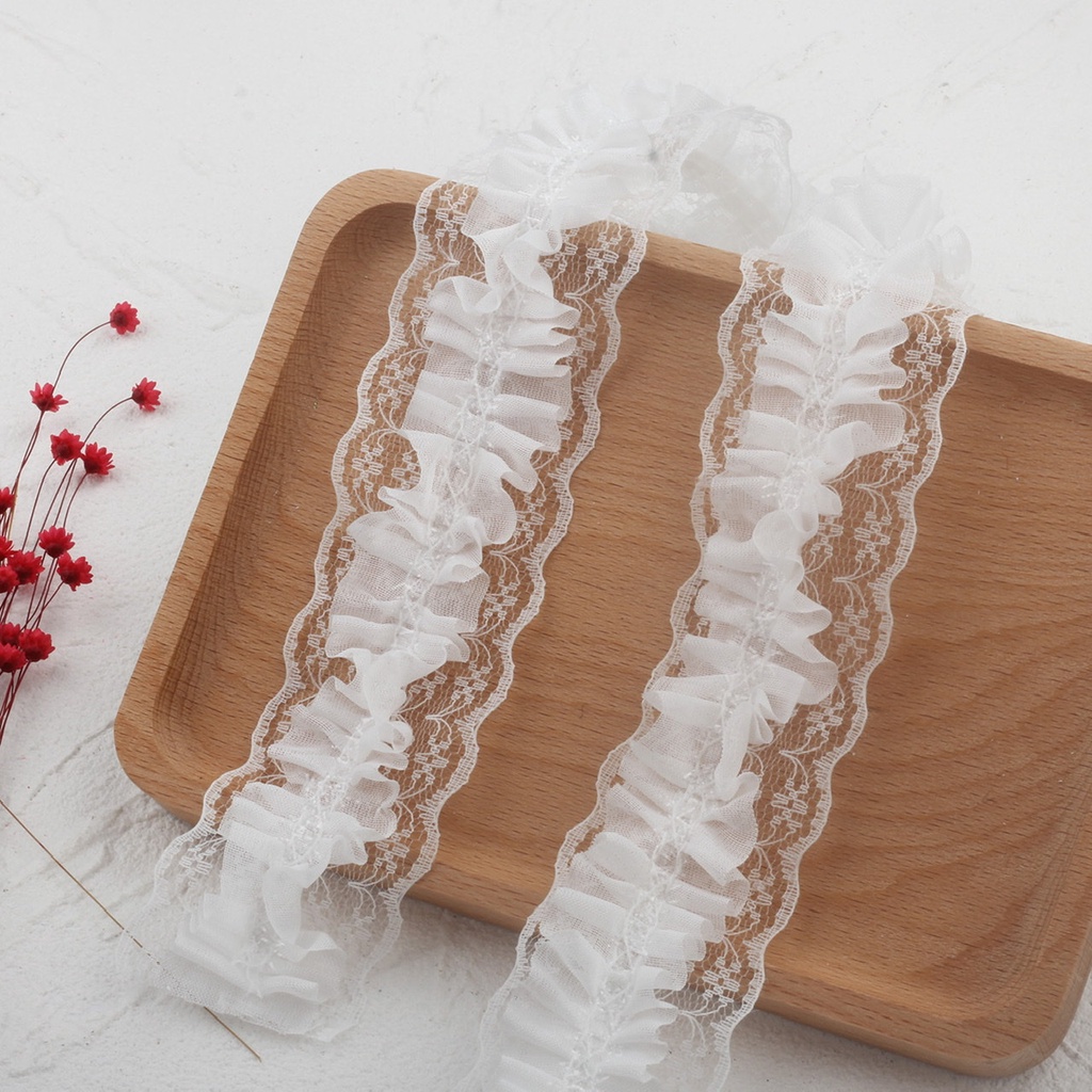 ระบายลูกไม้2ชั้น เนื้อนิ่มสวย ใช้งานdiy ใช้ตกแต่ง ใช้แต่งริม