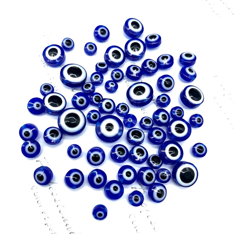6/8 มม./10 มม./12 มม. สีฟ้ารูปกรวย evil eye spacer ลูกปัด