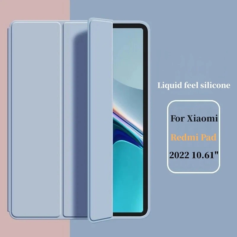 Smart Soft Silicone Casing For Xiaomi Redmi Pad 2022 10.61" Tablet PC VHU4254IN 10.6inch Ultra-thin Flip Stand Folding Stand Magnetic Cover Cover Auto Sleep/Wake