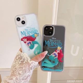 เคสโทรศัพท์มือถือ ลายการ์ตูนนางเงือก มีทรายไหล ประดับเลื่อม สําหรับ iPhone 14 13 12 11 Pro Max X XR 8 7 Plus 14 Plus