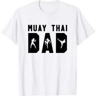 เสื้อยืด muay Thai DAD Funny MMA father Gift-สีดำ